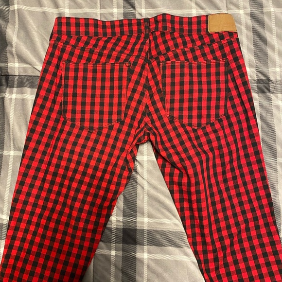 Divided Red Plaid Skinny Jeans - Picture 3 of 3